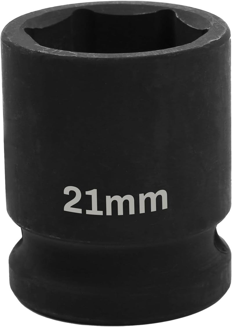 SUNKOO 1/2 Inch Drive 21mm Deep Impact Socket, CR-MO 6 Point Heavy Duty Metric Axle Nut Socket for Easy Removal of Axle and Wheel Hub Nuts - Image 1